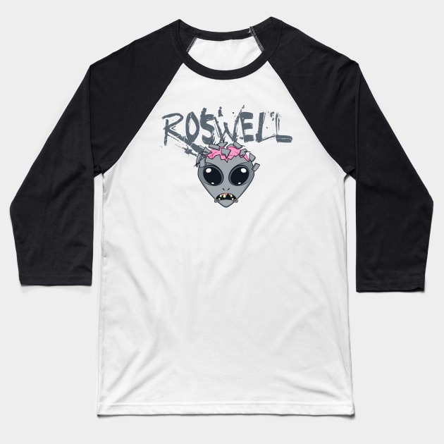 ROSWELL Grey Baseball T-Shirt by reyacevedoart